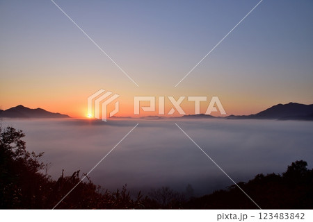 宝山公園展望台からの夜久野高原の雲海 宝山公園展望台からの夜久野高原の雲海 123483842