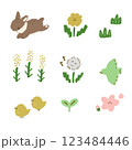 春の植物と動物のイラスト 123484446
