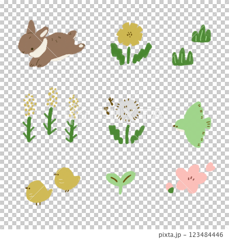 春天植物和動物插圖 123484446