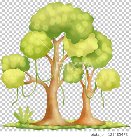 hand painted watercolor forest 123485478