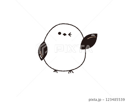片手をあげてウインクするシマエナガ 123485539