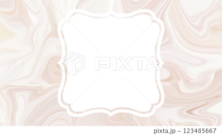 マーブル模様グラデーションのフレーム枠の背景イラスト　ベージュ淡い茶色　上品ビューティー 123485667