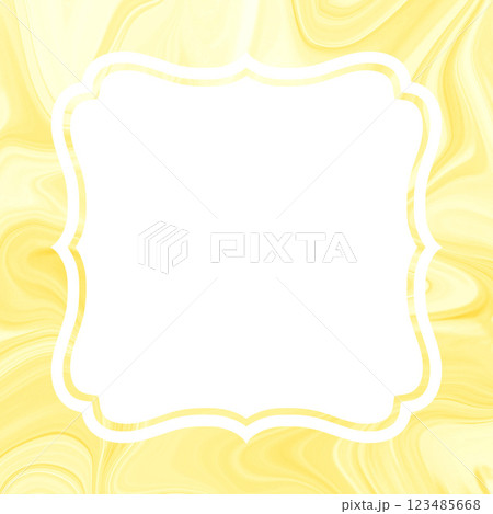 マーブル模様グラデーションのフレーム枠の背景イラスト きれいな黄色 上品 正方形おしゃれ マーブル模様グラデーションのフレーム枠の背景イラスト きれいな黄色 上品 正方形おしゃれ 123485668