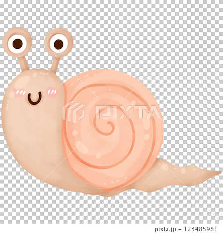 hand drawn watercolor cartoon snail 123485981