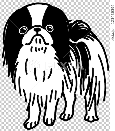 下巴，日本下巴，黑白，透明背景，狗插圖 123486396