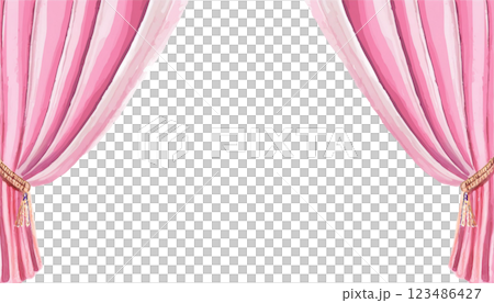 Watercolor painting, pink curtain frame illustration material Watercolor painting, pink curtain frame illustration material 123486427