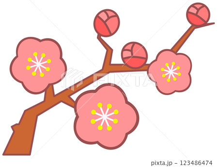 春に咲く満開で綺麗な桜の花のイラスト 春に咲く満開で綺麗な桜の花のイラスト 123486474