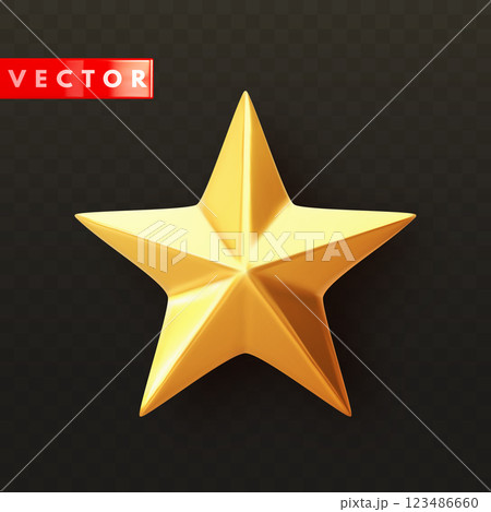 Golden metallic trophy 3d star with shadow in realistic style Golden metallic trophy 3d star with shadow in realistic style 123486660