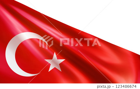 Realistic Turkish flag. Wavy national flag Republic of Turkey 123486674