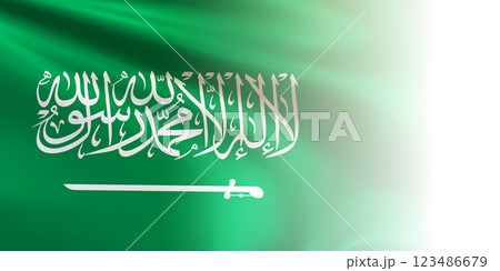 Realistic flag of Kingdom of Saudi Arabia with blurred edge 123486679