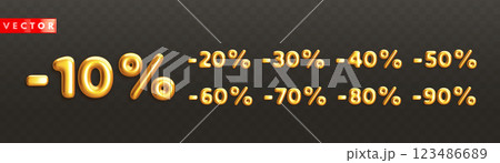 Golden 3d off discount numbers for promotion sale banner Golden 3d off discount numbers for promotion sale banner 123486689
