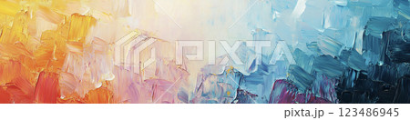 油絵で描いたオレンジと青のグラデーション AI画像 油絵で描いたオレンジと青のグラデーション AI画像 123486945