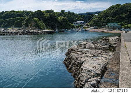 三浦市の宮川港　静かで美しい漁港の風景 123487116