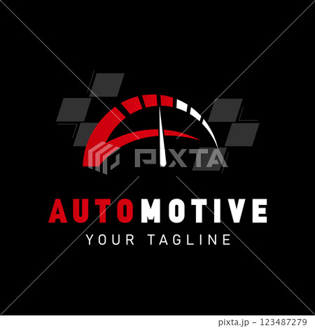 Automotive Logo Design, Simple Speed Concept Sport Car Themed Garage Car Repair Service 123487279