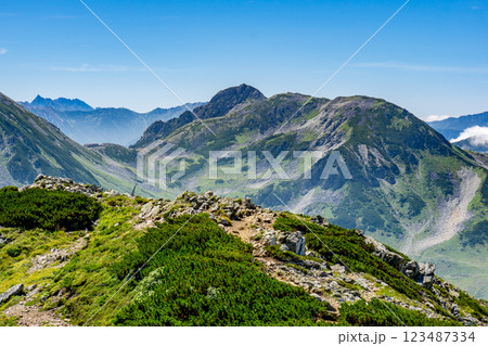 剱御前山から見る浄土山と龍王岳　北アルプス剱岳登山 123487334