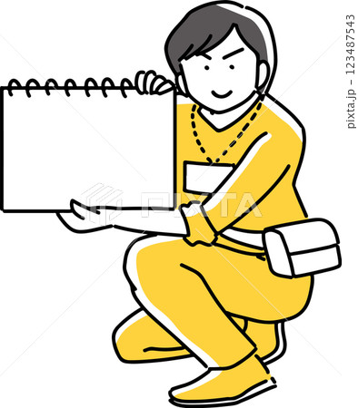 カンペで指示を出す女性 123487543