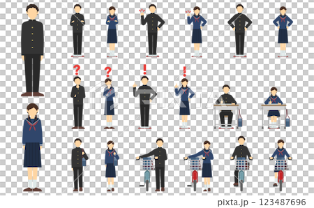 Flat illustration: Junior high school student front (winter clothes) 123487696