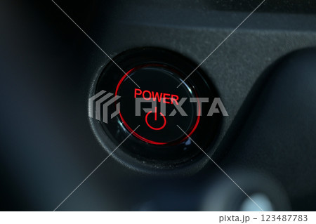 push start power engine system button of electric vehicle car 123487783