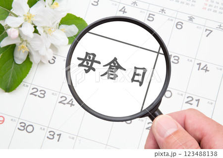 母倉日をクローズアップ（カレンダー背景） 123488138