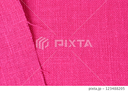 pink hemp viscose natural fabric cloth color, sackcloth rough texture of textile fashion 123488205