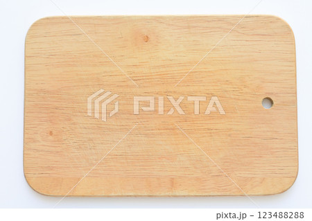 wooden cutting board isolated on white background, plank wood in the kitchen 123488288