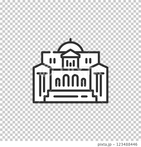 日本銀行（BOJ）向量圖示 金融、經濟和中央銀行的簡單線條畫 123488446