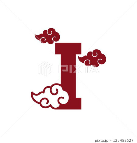 Cloudy red letters icon design 123488527