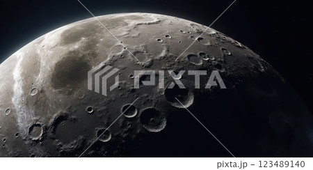 Moon surface with craters and space background. Universe beauty. Generatie AI 123489140