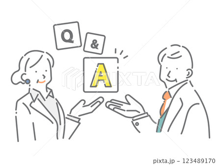 ミドル世代のビジネスパーソン　シンプルでお洒落な線画イラスト 123489170