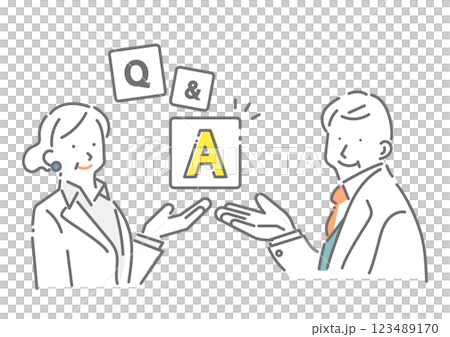 簡單時尚的中年商務人士線描插畫 123489170