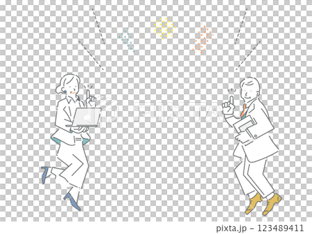 簡單時尚的中年商務人士線描插畫 123489411