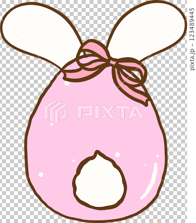 Easter Egg Coquette Bunny Ears with Ribbon Bow Cartoon Hand Drawn 123489445
