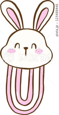 Easter School Bunny PaperClip Cartoon Hand Drawn 123489448
