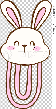 Easter School Bunny PaperClip Cartoon Hand Drawn 123489448