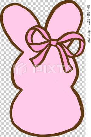Easter School Bunny peep with bow Cartoon Hand Drawn 123489449