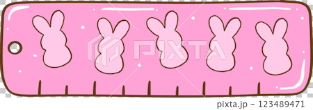 Easter School Ruler bunny peep Cartoon Hand Drawn Easter School Ruler bunny peep Cartoon Hand Drawn 123489471