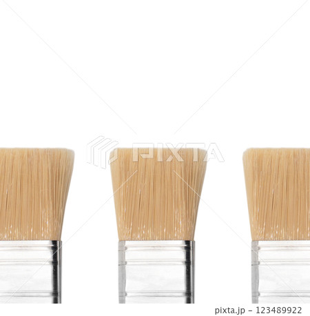 Clean new three paint brush isolated on white background. Handle paint brush isolated on white background Clean new three paint brush isolated on white background. Handle paint brush isolated on white background 123489922