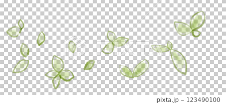 シンプルな葉っぱのライン素材 123490100