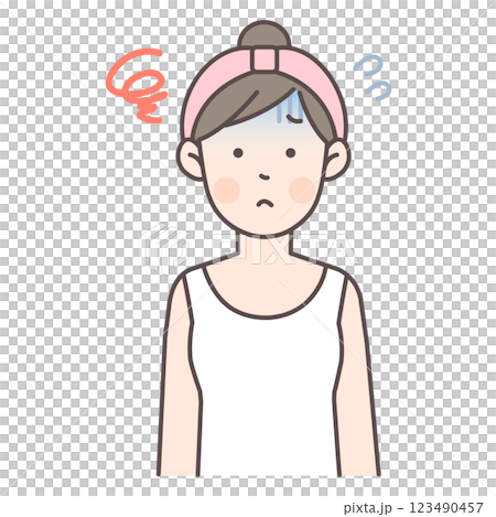 A pale woman washing her face 123490457