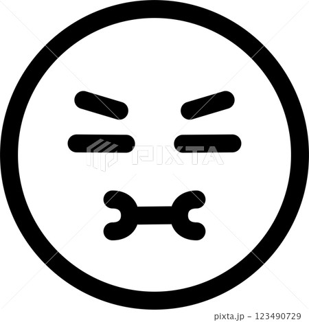 絵文字　顔文字　顔　アイコン　怒り　怒る　ふくれる　感情　飾り　イラスト　デザイン　素材　セット 123490729