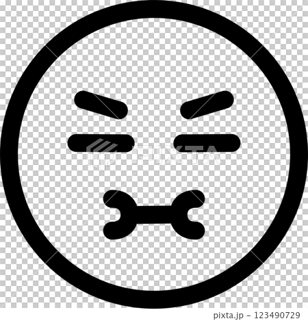 絵文字　顔文字　顔　アイコン　怒り　怒る　ふくれる　感情　飾り　イラスト　デザイン　素材　セット 123490729