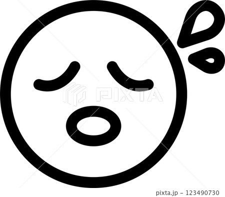 絵文字　顔文字　顔　困る　焦る　冷や汗　アイコン　飾り　イラスト　デザイン　素材 123490730