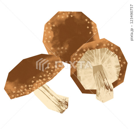 切り絵風のしいたけ 切り絵風のしいたけ 123490757