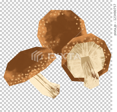 切り絵風のしいたけ 切り絵風のしいたけ 123490757