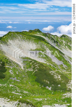 別山への登山道から見る剱御前と剱沢　北アルプス剱岳登山 123490808
