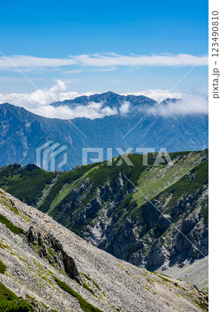 別山の南峰から見る後立山連峰の蓮華岳　北アルプス剱岳登山 123490810