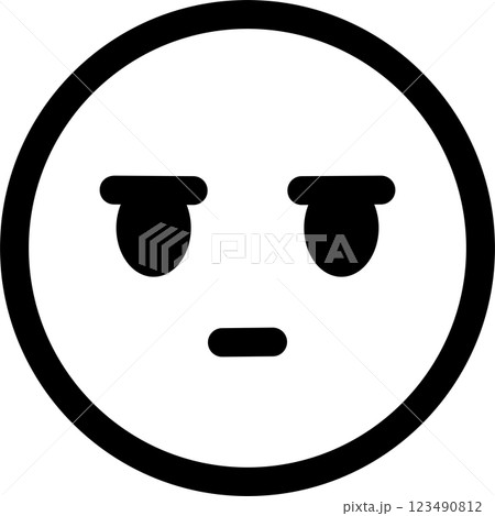 絵文字　顔文字　顔　虚無　冷静　無感情　しらける　アイコン　飾り　イラスト　デザイン　素材 123490812