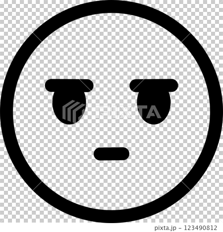 絵文字　顔文字　顔　虚無　冷静　無感情　しらける　アイコン　飾り　イラスト　デザイン　素材 123490812