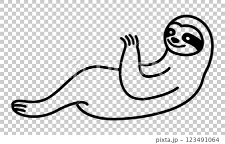 一幅粗糙的手繪線條畫,畫中是一隻懶散地躺著的樹懶,畫在透明的背景上 一幅粗糙的手繪線條畫,畫中是一隻懶散地躺著的樹懶,畫在透明的背景上 123491064