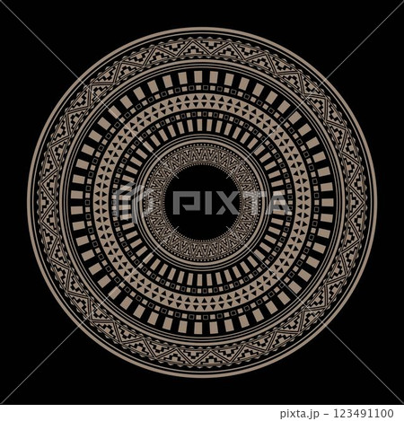 Vector gold round frame seamless Indian patterns. National seamless ornaments, borders, frames. Golden decorations of the peoples of South America, Maya, Inca, Aztecs. Print for fabric, paper, textile Vector gold round frame seamless Indian patterns. National seamless ornaments, borders, frames. Golden decorations of the peoples of South America, Maya, Inca, Aztecs. Print for fabric, paper, textile 123491100